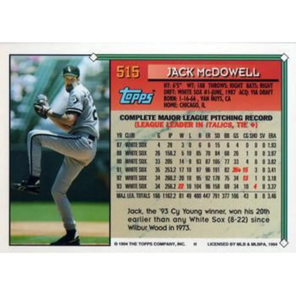1994 Topps Jack McDowell # 515 Chicago White Sox